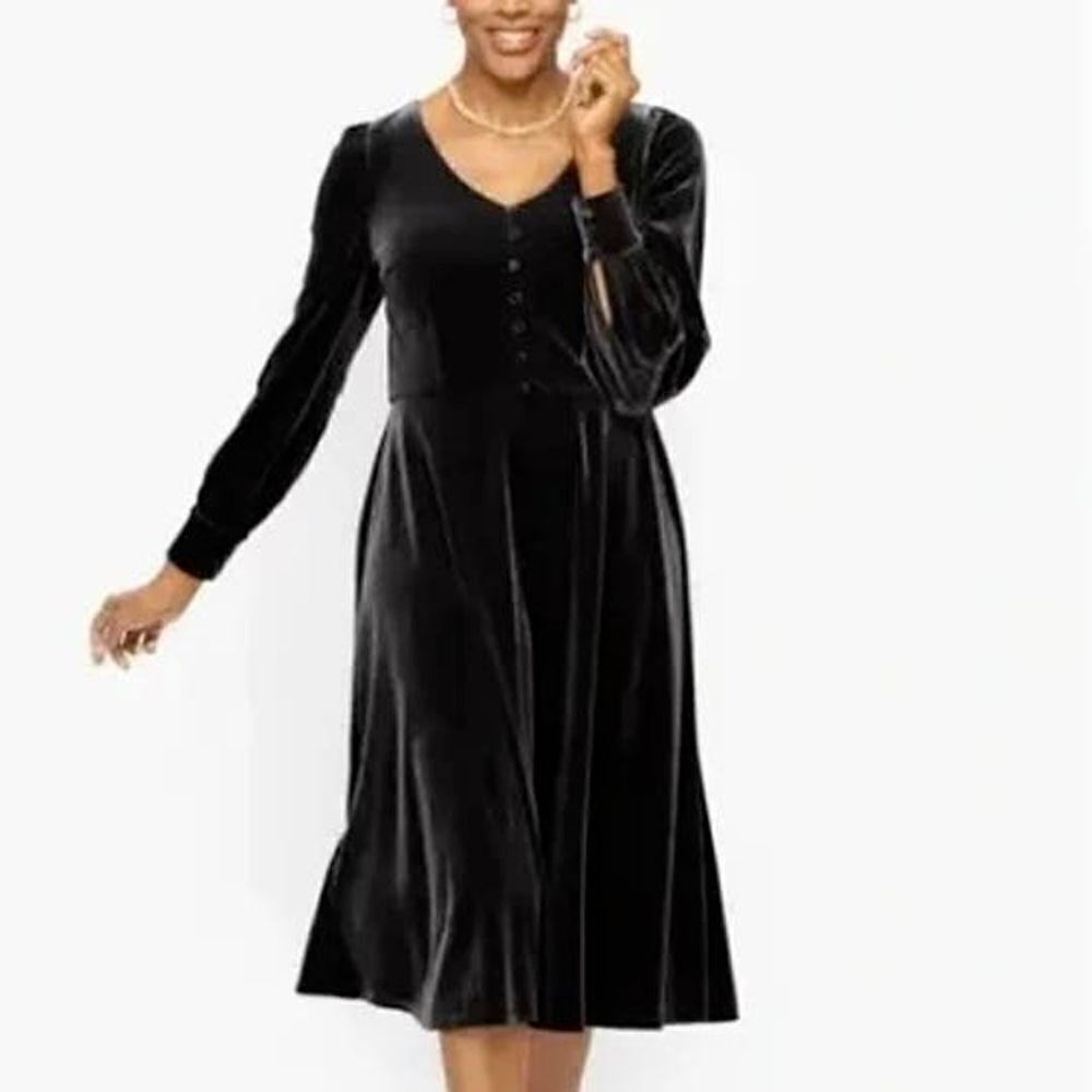 Black Velvet Fit & Flare Talbot's Dress Size 12P